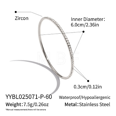 304 Stainless Steel Rhinestone Plain Bangles for Women AF6999-3-1