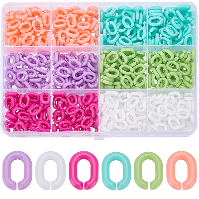 600Pcs 6 Styles Opaque Acrylic Linking Rings MACR-SP0002-37-1