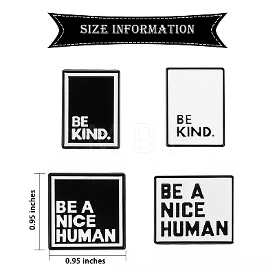 4Pcs 4 Style Be A Nice Human & Be Kind Enamel Pin JEWB-SZ0001-16-1