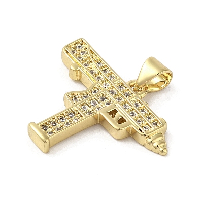 Rack Plating Brass Micro Pave Cubic Zirconia Pendants KK-C052-08A-G-1