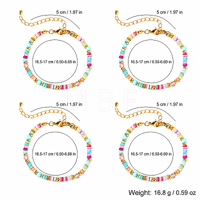 Bohemian Dyed Natural Shell Heishi Beaded Bracelet Sets MF5991-1-1