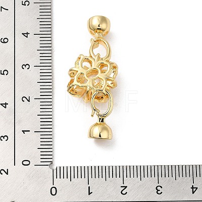 Rack Plating Brass Pave Clear Cubic Zirconia Fold Over Clasps KK-E084-13G-1