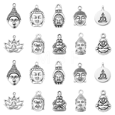 100Pcs 10 Styles Tibetan Style Zinc Alloy Charms TIBEP-CJ0003-08-1