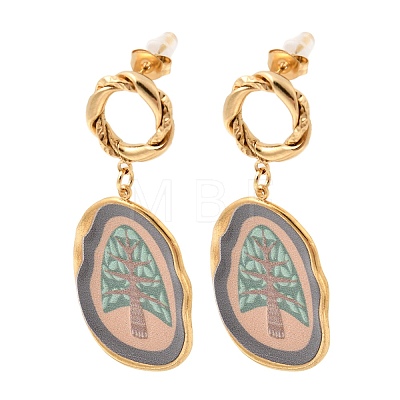 304 Stainless Steel Dangle Stud Earrings EJEW-A158-07A-G-1
