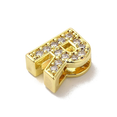 Brass Micro Pave Cubic Zirconia Beads KK-H487-25G-18-1