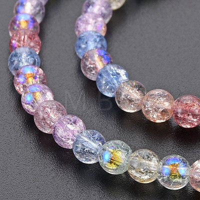 Electroplate Crackle Glass Bead Strands GLAA-S192-C-006B-1