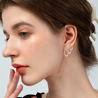 12Pcs 3 Styles Brass Rhinestone Hoop Earrings EJEW-GA0001-14-1