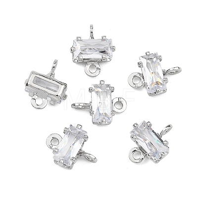 SHEGRACE Brass Pave Cubic Zirconia Rectangle Connector Charms XGRQ2O062-438A-P-1
