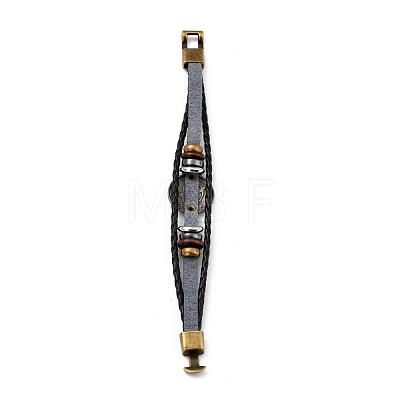 Braided Leather Cord Retro Multi-strand Bracelets BJEW-L616-20G-1