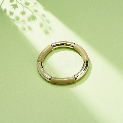 Acrylic Curved Tube Beaded Stretch Bracelet for Women BJEW-JB08439-08-1