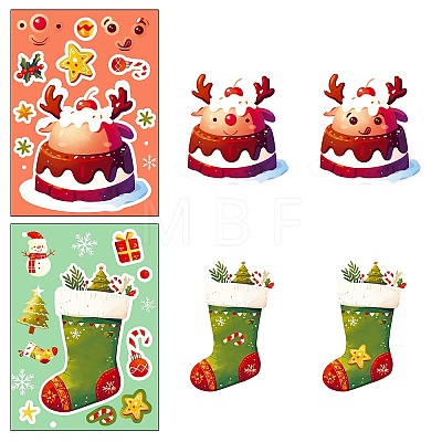 6Pcs Christmas Theme Cartoon Paper Stickers DIY-P085-14B-1