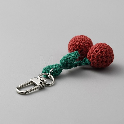 Cherry Wool Knitting Pendant Decorations HJEW-WH0068-12A-1