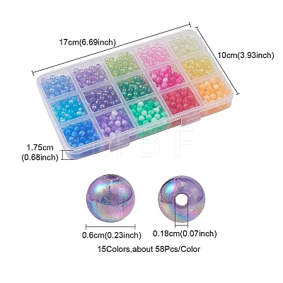 870Pcs 15 Colors  Acrylic Beads MACR-YW0002-53-1