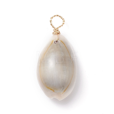 Natural Cowrie Shell Dyed Pendants X-PALLOY-JF01206-1