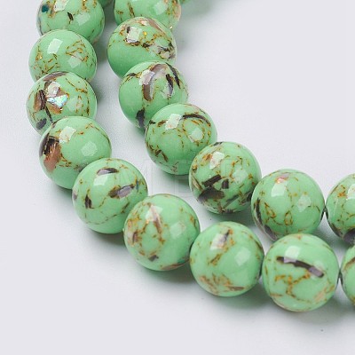 Sea Shell and Synthetic Turquoise Assembled Beads Strands G-G758-02-4mm-1