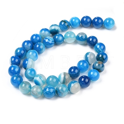 Natural Banded Agate/Striped Agate Beads Strands G-G582-B-1