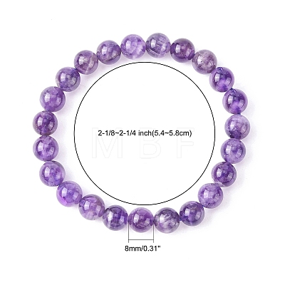 Natural Amethyst Round Beaded Stretch Bracelet BJEW-F293-04A-1