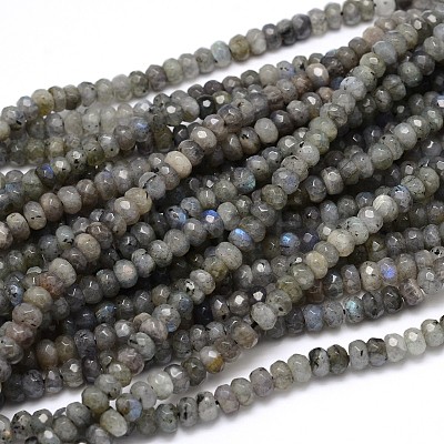 Natural Labradorite Rondelle Bead Strands G-O095-05-B-1