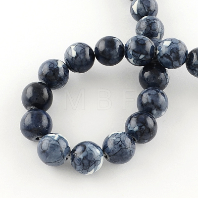 Dyed Natural Ocean White Jade Round Bead Strands G-R295-6mm-01-1