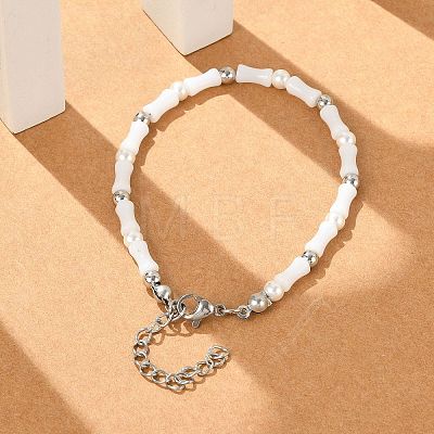 304 Stainless Steel Beaded Bracelets for Women BJEW-M056-08P-03-1