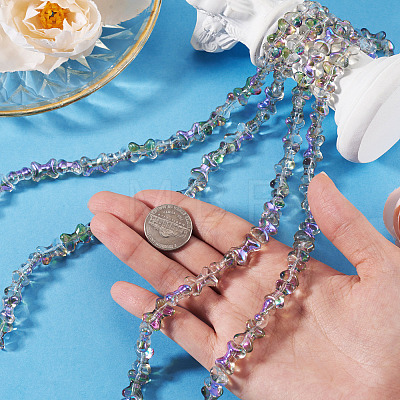 Electroplate Transparent Glass Beads Strands GLAA-TAC0028-009E-1
