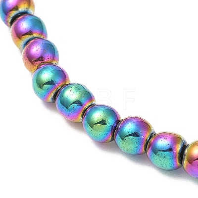 Synthetic Non-Magnetic Hematite Round Beaded Stretch Bracelets BJEW-E080-03A-1