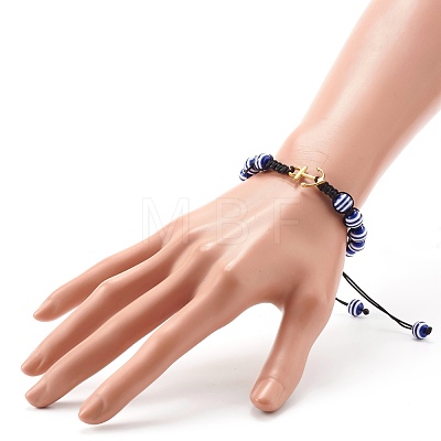 Strip Round Resin Braided Bead Bracelet for Teen Girl Women BJEW-JB06783-1