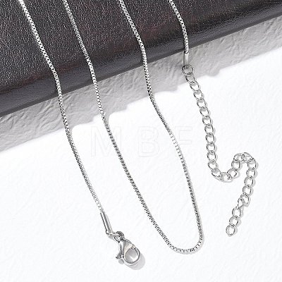 10Pcs 1MM 304 Stainless Steel Box Chain Necklaces NJEW-G203-07P-1