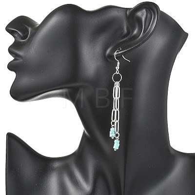 Natural Mixed Stone Flat Round Dangle Earrings EJEW-JE06812-1