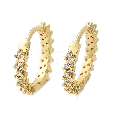 Brass Micro Pave Clear Cubic Zirconia Huggie Hoop Earrings EJEW-L231-44G-1