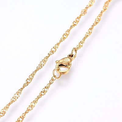 304 Stainless Steel Singapore Chain Necklaces MAK-L015-25B-1