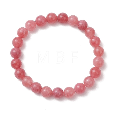 Natural Quartz Imitation Strawberry Quartz Beaded Stretch Bracelets for Women BJEW-JB13141-1