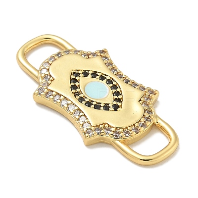 Rack Plating Brass Micro Pave Clear & Black Cubic Zirconia Eye Mask Connector Charms KK-L224-066G-1