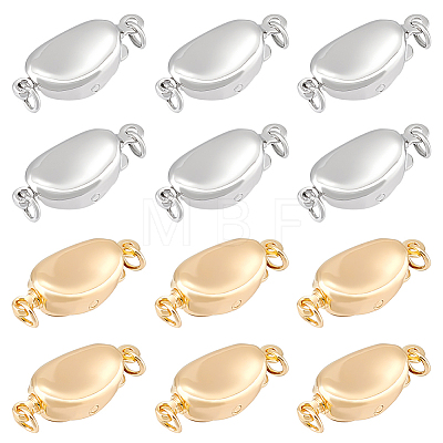 BENECREAT 12Pcs 2 Colors Oval Brass Box Clasps KK-BC0013-49-1