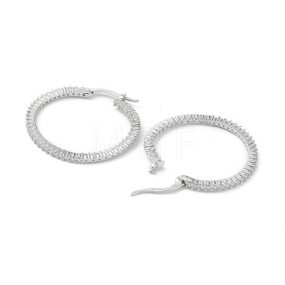 Circle Ring Rack Plating Brass Cubic Zirconia Hoop Earrings for Women EJEW-K245-18P-1