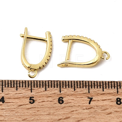 Brass Micro Pave Clear Cubic Zirconia Hoop Earring Finding KK-Z154-08G-1