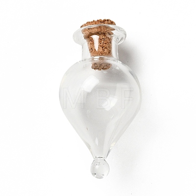 Teardrop Glass Cork Bottles Ornament AJEW-A039-01B-1