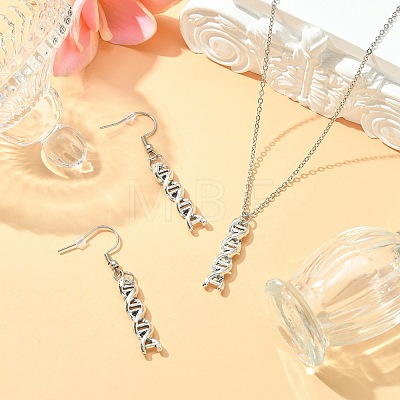 DNA Double Helix Alloy Pendant Necklaces & Danhle Earrings Jewelry Sets SJEW-JS01279-1