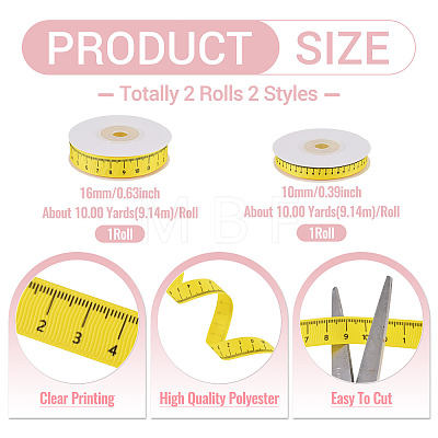 2 Rolls 2 Styles Polyester Rulers OCOR-TA0004-24A-1