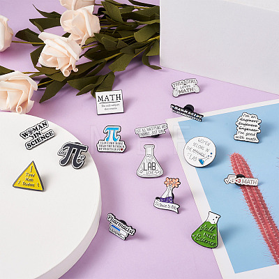 12pcs 12 style Mathematical Formula Enamel Pin JEWB-CD0001-03-1