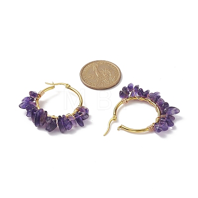 Natural Gemstone Hoop Earrings EJEW-JE05173-1