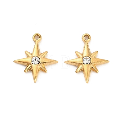 304 Stainless Steel Rhinestone Pendant X-STAS-U047-24G-1