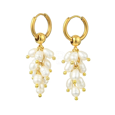 Natural Cultured Freshwater Pearl Cluster Hoop Earring for Women EJEW-JE07187-01-1