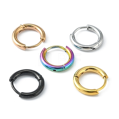 5 Pairs 5 Colors 304 Stainless Steel Huggie Hoop Earrings EJEW-YW0001-06-1
