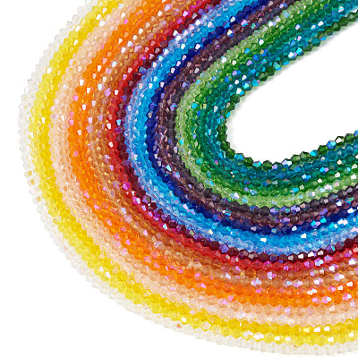 21 Strands 21 Colors Transparent Electroplate Glass Beads Strands GLAA-TA0004-23-1