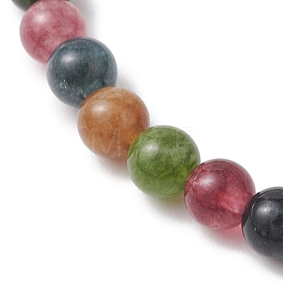 Natural Green Jade Imitation Tourmaline Beaded Stretch Bracelets for Women Men BJEW-JB13468-1