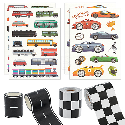 4Sheets 2 Styles Car Pattern Paper Temporary Tattoos DIY-OC0015-14-1