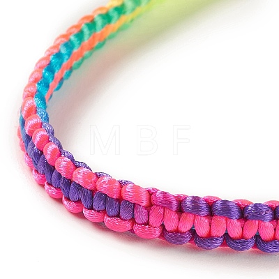 Rainbow Color Polyester Braided Adjustable Bracelet Making for Women BJEW-F454-02-1