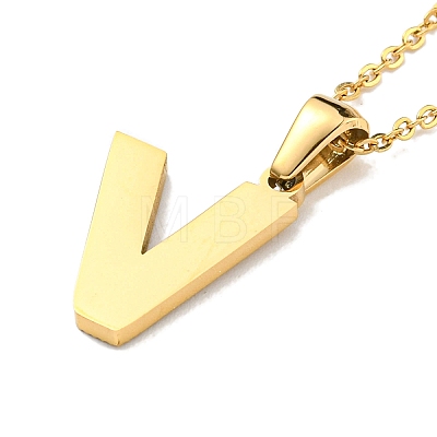 Ion Plating(IP) Initial Letter 304 Stainless Steel Pendant Necklaces NJEW-M199-01G-V-1