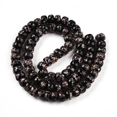 Luminous Handmade Gold Foil Glass Beads Strands FOIL-N029-02A-01-1